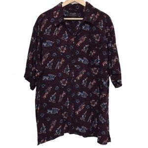 C&B Sport Hawaiian Shirt Cars Surf Print Men's XL